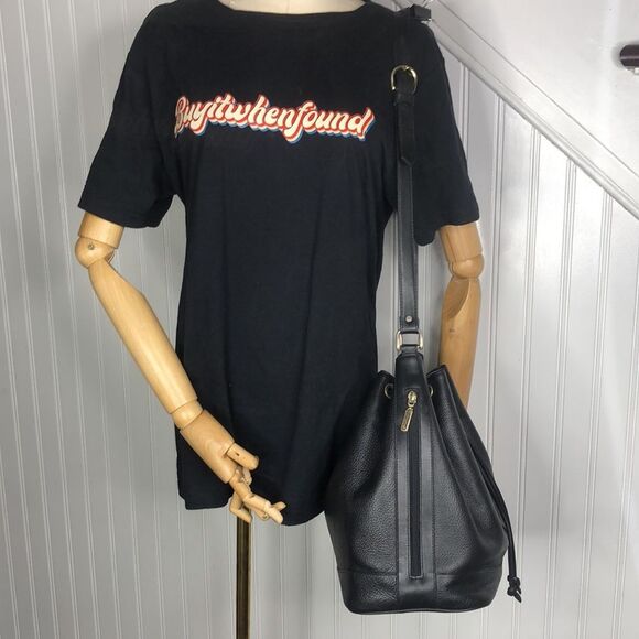BURBERRYS Large Black Leather Bucket Drawstring Bag Nova Check Lining Authentic - Picture 14 of 17